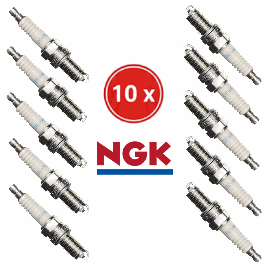 Set of 10 NGK DCPR8E Spark Plugs (Cooler) - For Harley-Davidson Stage 1 / Modified Engine