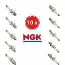 Set of 10 NGK BR9EYA V-Power (V-Groove) Spark Plugs - Improved Ignition for 2-Stroke Snowmobiles/Motocross