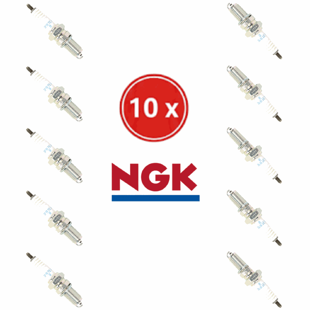 Set of 10 NGK DPR7EA-9 Spark Plugs (Pre-Set 0.9mm) - For Honda Shadow / VTX / Magna