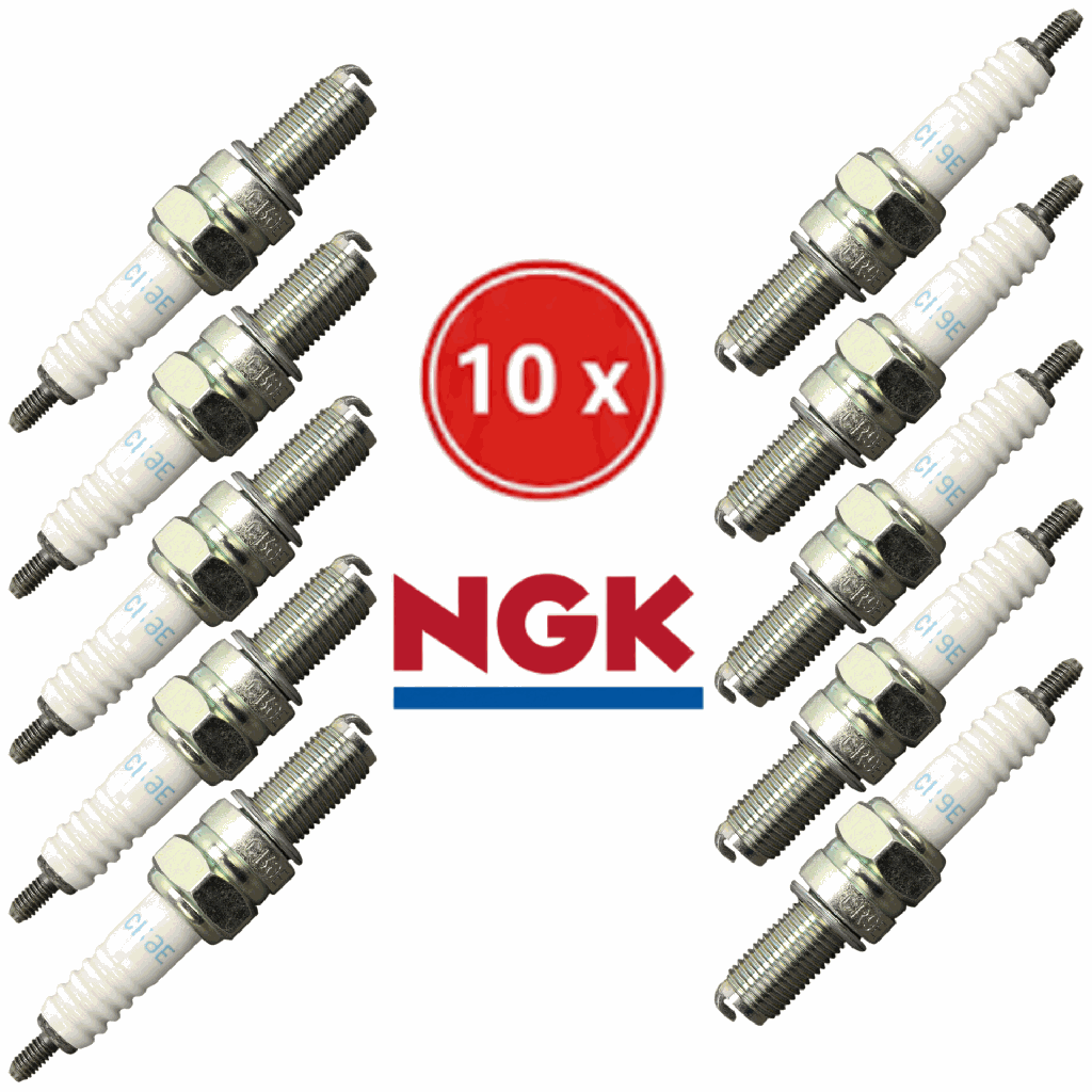 Set of 10 NGK CR9E Spark Plugs - The OEM Standard for Sports Motorcycles (GSX-R, R6, Ninja)