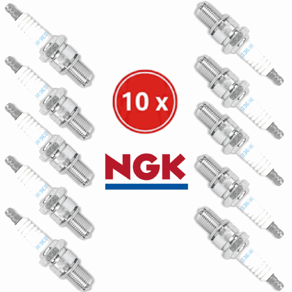 Set of 10 NGK BR9ECS Spark Plugs (Anti-Vibration) - Extreme Reliability for Polaris / Ski-Doo 2-Stroke Snowmobiles