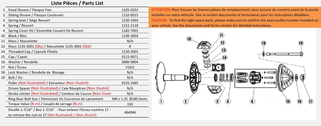 CLUTCH PWB 80 SKI-DOO 550F - SKANDIC SUV, WT 2008-11